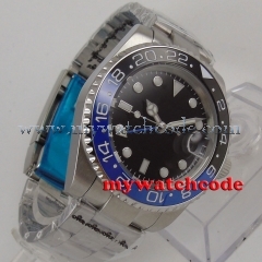 40mm Bliger black dial ceramic bezel GMT sapphire glass automatic mens watch 176