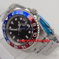 40mm Bliger black dial luminous GMT date sapphire glass automatic mens watch 175
