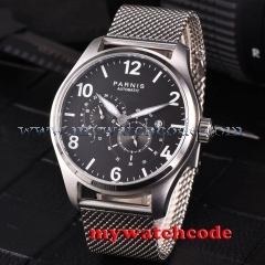 44mm parnis black dial sapphire glass 21 jewels miyota automatic mens watch P813