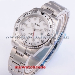 40mm bliger white dial GMT Ceramic Bezel sapphire glass automatic mens watch 191