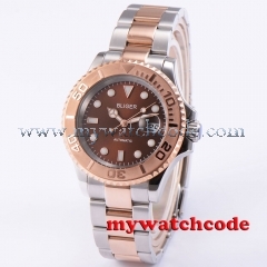 40mm bliger brown dial sapphire crystal deployment clasp automatic mens watch85
