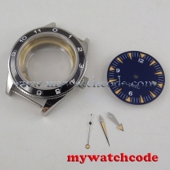 41mm no logo blue dial + hand + Watch Case set fit ETA 2824 2836 MOVEMENT C137