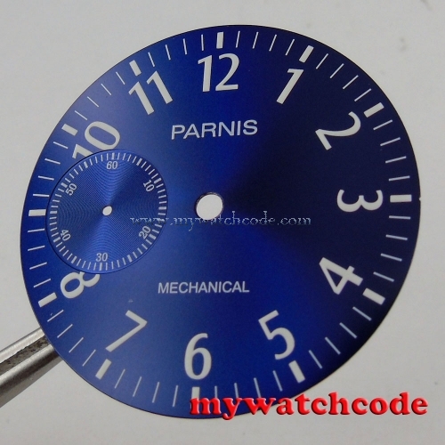 38.9mm parnis blue dial fit 6497 ST movement Watch Case Luminous marks D105