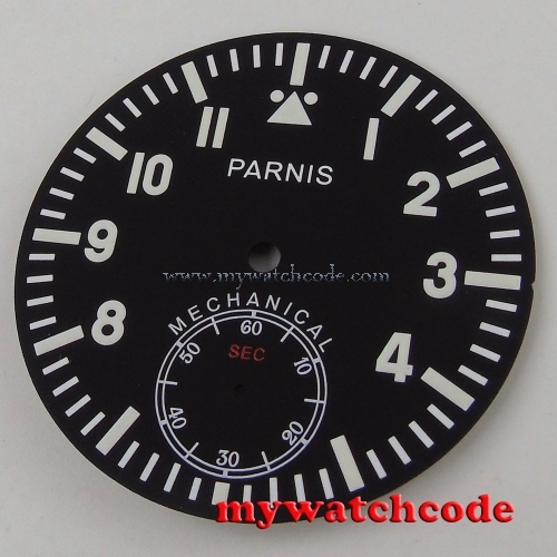 38.9mm parnis black dial fit eta 6498 ST 3620 movement Watch dial D107