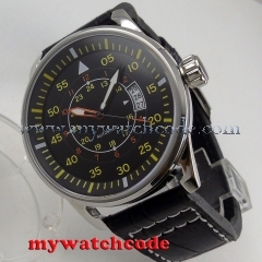 44mm planca black dial date window miyota 8215 automatic movement mens watch