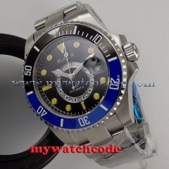 43mm bliger black dial yellow marks GMT sapphire glass automatic mens watch P203