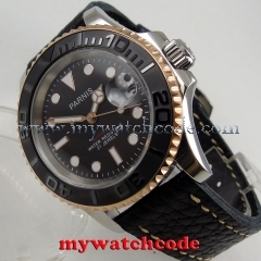 41mm Parnis black dial Sapphire glass Ceramic bezel miyota automatic mens watch