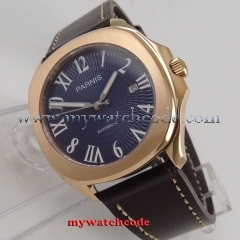 40mm Parnis blue dial Sapphire rose golden case Miyota automatic mens watch P891