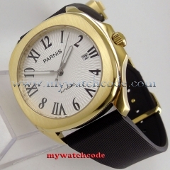 40mm Parnis white dial Sapphire golden case Miyota 821A automatic mens watch 892