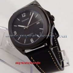 40mm Parnis black dial Sapphire glass PVD case Miyota automatic mens watch P890