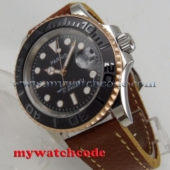 41mm Parnis black dial Sapphire glass Ceramic bezel miyota automatic mens watch