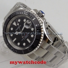 41mm Parnis black dial Sapphire glass 21 jewels stainless steel strap miyota 8215 automatic mens watch