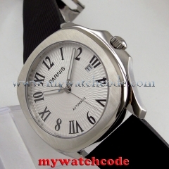 40mm parnis white dial 21 jewels miyota luminous Datejust automatic mens watch