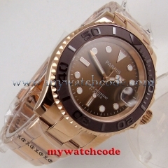 41mm Parnis brown dial Sapphire glass Ceramic bezel miyota automatic mens watch