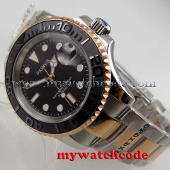 41mm Parnis black dial date Sapphire glass Ceramic bezel miyota automatic watch