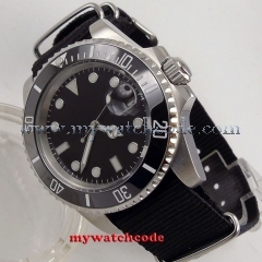 40mm parnis black dial luminous marks sapphire glass automatic mens watch P210