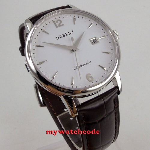 polished 41mm Debert white dial sapphire glass miyota 8215 automatic men watch