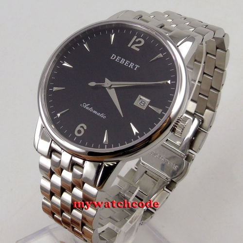 41mm Debert black dial steel case sapphire glass miyota 8215 automatic men watch