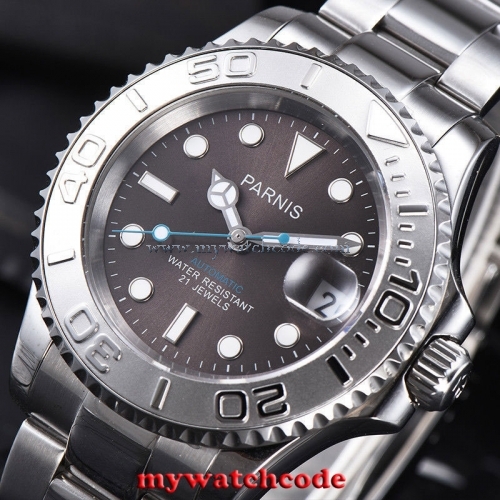 41mm Parnis gray dial Ceramic bezel 21 jewels miyota 8215 automatic mens watch