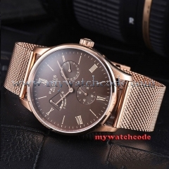 42mm parnis brown dial power reserve Sea-gull automatic movement mens watch P943