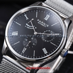 42mm parnis black dial power reserve Sea-gull automatic movement mens watch P942
