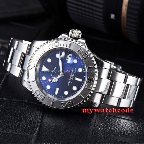 41mm Parnis blue dial Ceramic bezel 21 jewels miyota 8215 automatic mens watch