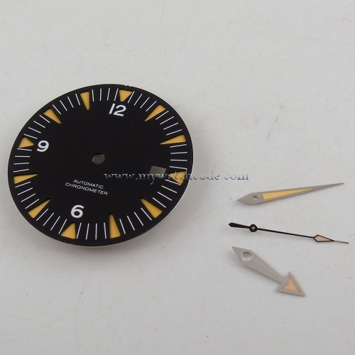 31mm black sandwich no logo Watch Dial for eta 2824 2836 Movement (dial + hands)