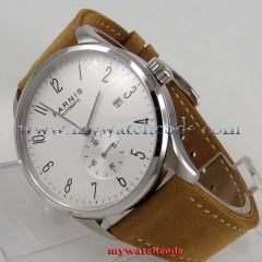 42mm parnis white dial Arabic Numerals date window ST1731 automatic mens watch