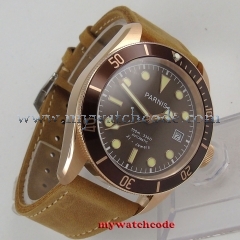 41mm Parnis coffee dial date Sapphire glass miyota 8215 automatic mens watch 993