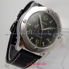 43mm parnis black sandwich dial sapphire crystal miyota automatic mens watch