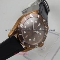 41mm corgeut coffee dial PVD case black strap Sapphire Glass automatic men watch