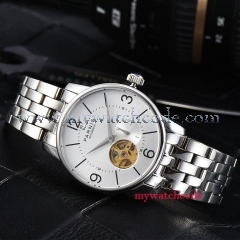 38mm Parnis white dial Hollow Dial Sapphire Crystal Miyota Automatic Mens Watch