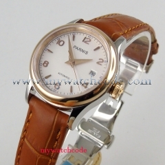 Luxurious 26mm parnis white dial 21 jewels miyota automatic womens lady watch