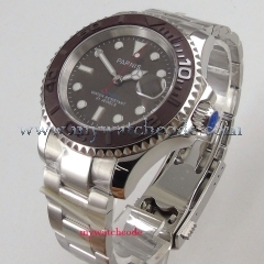 41mm Parnis gray dial red second hand Ceramic bezel miyota automatic mens watch