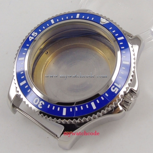 44mm blue ceramic bezel steel Watch Case fit 2824 2836 8215 8205 DG2813 MOVEMENT