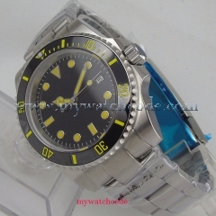40mm parnis sterile black dial luminous sapphire crystal automatic mens watch