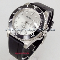 40mm Parnis white dial Sapphire glass 21 jewel Miyota automatic mens watch P462
