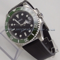 40mm Parnis black dial ceramic bezel sapphire miyota Automatic Mens Watch P627