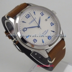 Corgeut 42mm White Dial Sapphire Glass Blue marks Polished Bezel Date Luxury Brand Miyota Automatic Movement men's Watch cor100