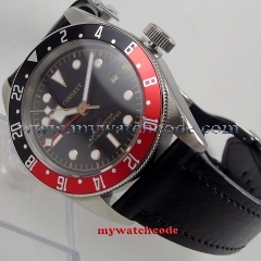 41mm Corgeut Black Dial GMT Luxury Brand Super Luminous marks Date Rotating Bezel Automatic Movement men's Watch