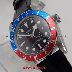 41mm Sterile Black Dial Sapphire Glass GMT Red & Blue Rotating Bezel Luminous Calendar Steel Case Automatic Movement men's Watch
