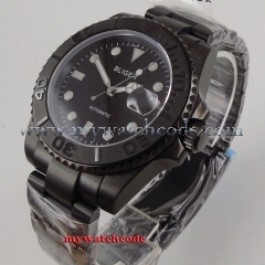 Sapphire Glass BLIGER 40mm Black Dial Ceramic Rotating Bezel Luminous Marks PVD Coated Case Automatic Movement Men's Watch B137