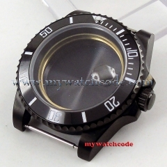 Solid 40mm Black Ceramic Bezel PVD Coated Stainless Steel Watch Case Sapphire Glass Fit For ETA 2824 2836 Automatic Movement C24