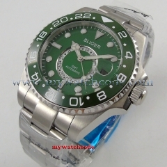 NEW Bliger 43mm Green dial deployment clasp Men's Mingzhu Movement luminous hands date adjust GMT sapphire glass Automatic Watch
