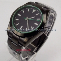 NEW Arrive 40mm parnis Black Sterile Dial PVD Coated Deployment clasp Luxury Brand Automatic Movement men's Watch P1053