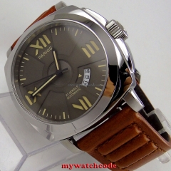 Parnis watch grey sandwich dial 44mm polished case sapphire glass MIYOTA Automatic movement wrist watch men 797