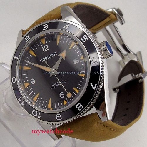 41mm corgeut men's watch Super luminous ceramic bezel leather strap 5ATM MIYOTA Automatic wrist watch men Cor2
