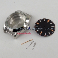 High quality 40mm PARNIS black Sterile Dial + Hands + hardened Steel Watch Case set fit ETA 2813 MIYOTA 8215 821A Movement
