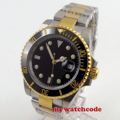 New arrival Luxury 40mm BLIGER black dial luminous sapphire glass ceramic bezel  BL122 Automatic men's watch