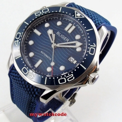 41mm bliger no logo  blue dial super luminous saphire glass Ceramic Bezel men 212 Automatic movement wrist watch